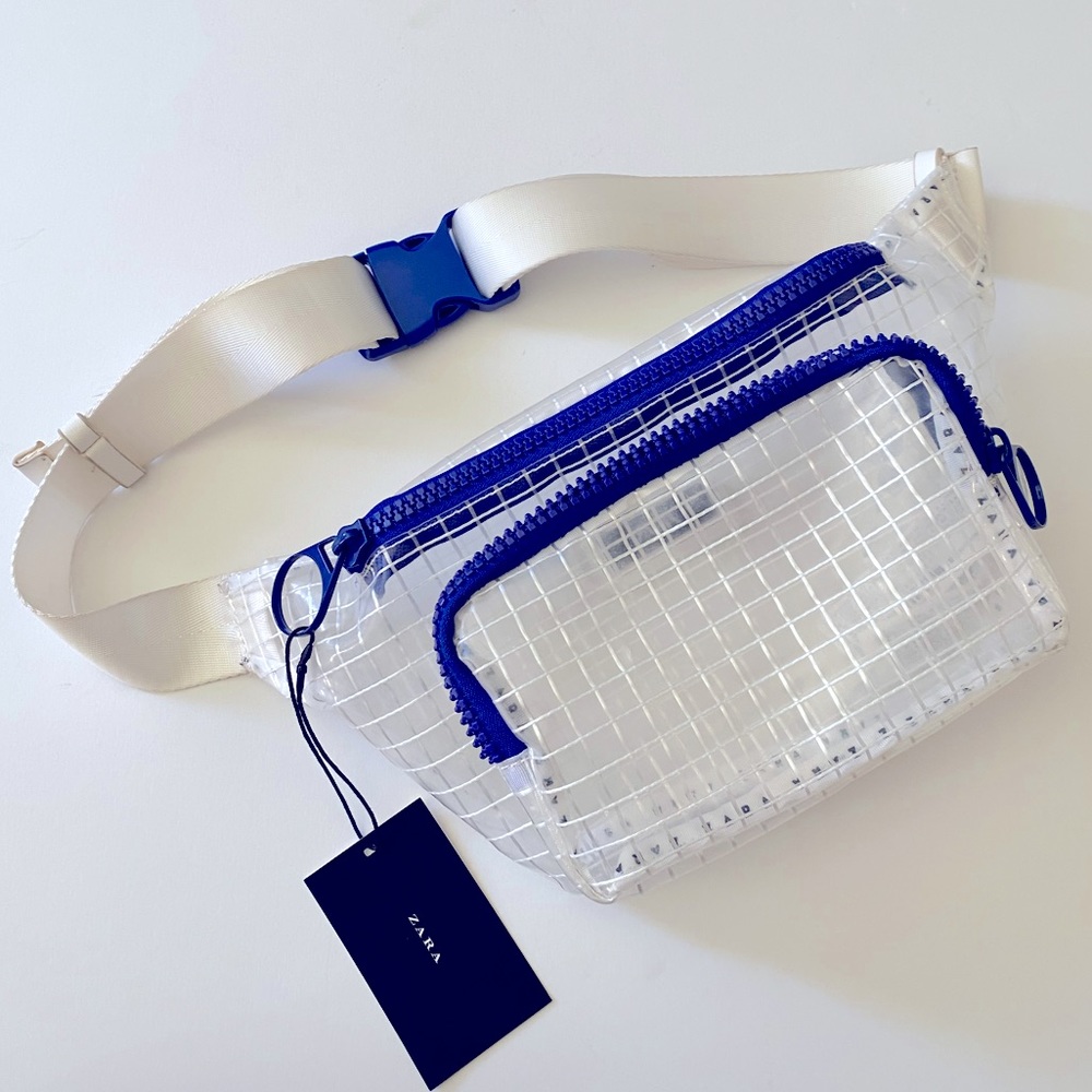 ZARA Clear Belt Bag Fanny Pack Rubber Clear Sack